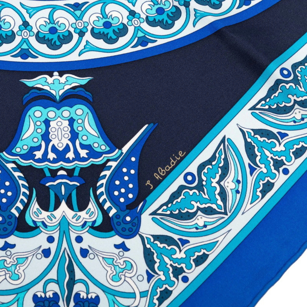 HERMES Blue Silk Scarf - Picture 4 of 9